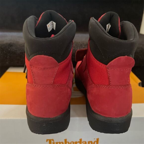 Timberland Kids 6-Inch Field Boot Red Nubuck Size 4.5 Casual Lace-Up - Picture 4 of 8